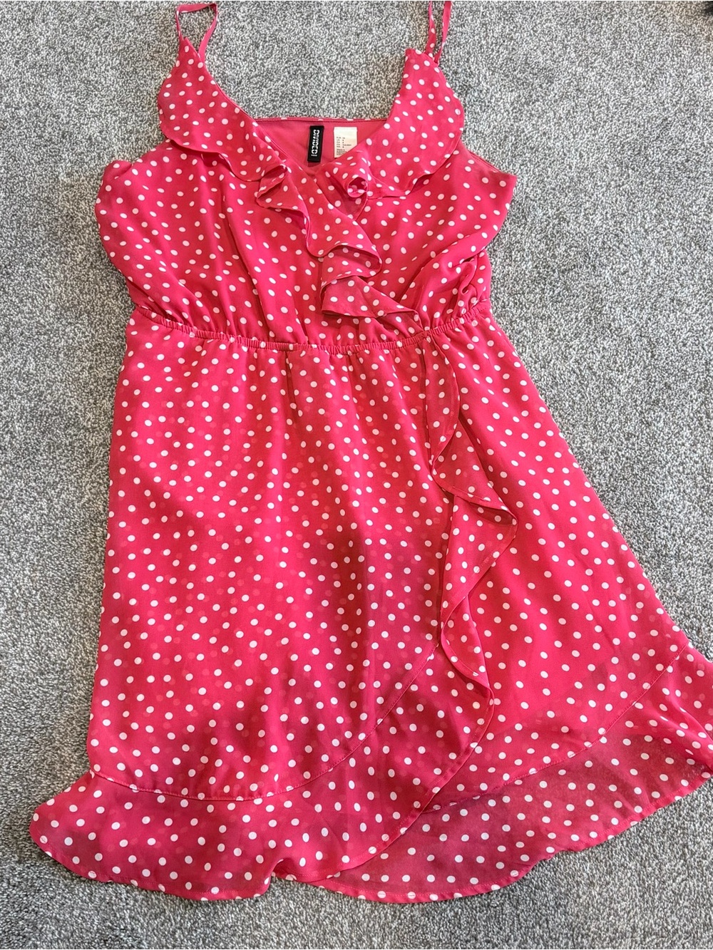 Divided Hot Pink Polka Dot Ruffle Maxi Dress